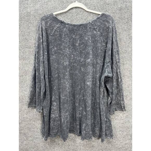 Jess & Jane Sunflower Tunic Top Size 1X Mineral Washed Black Pockets 3/4 Sleeve - Picture 4 of 9